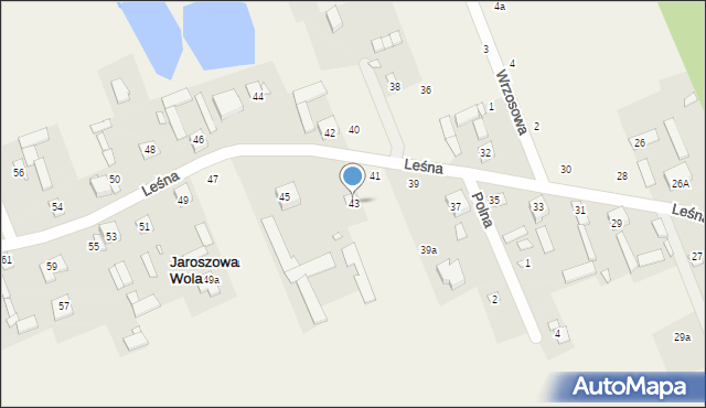 Jaroszowa Wola, Leśna, 43, mapa Jaroszowa Wola