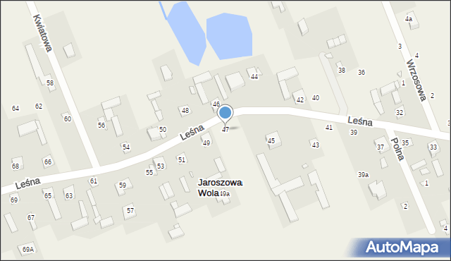 Jaroszowa Wola, Leśna, 47, mapa Jaroszowa Wola