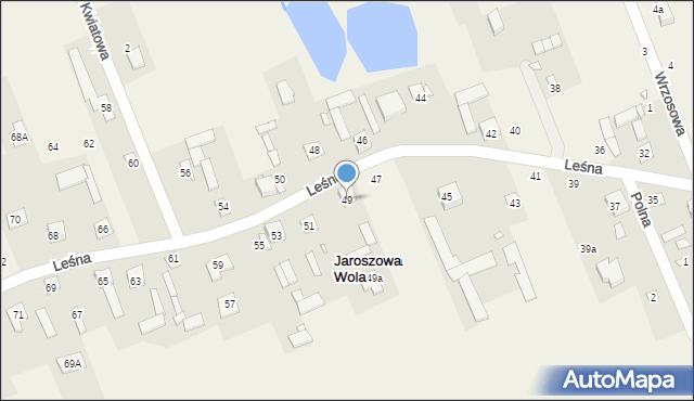 Jaroszowa Wola, Leśna, 49, mapa Jaroszowa Wola