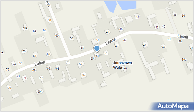 Jaroszowa Wola, Leśna, 53, mapa Jaroszowa Wola