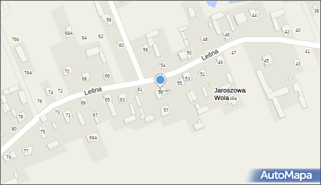 Jaroszowa Wola, Leśna, 59, mapa Jaroszowa Wola