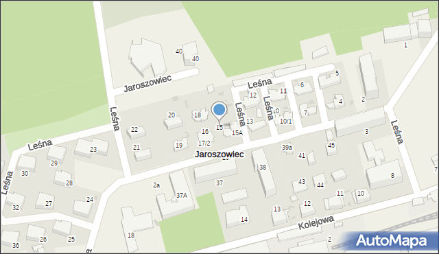 Jaroszowiec, Leśna, 15, mapa Jaroszowiec