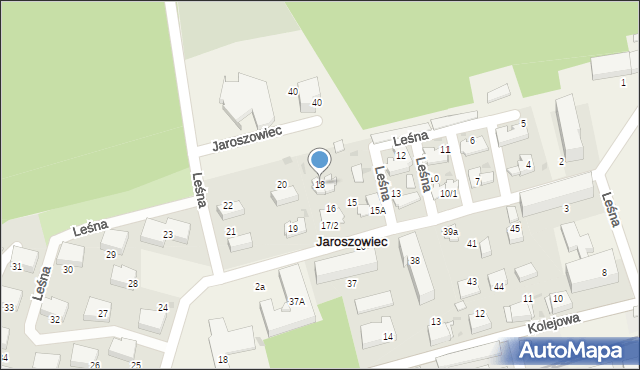 Jaroszowiec, Leśna, 18, mapa Jaroszowiec