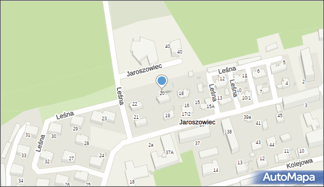 Jaroszowiec, Leśna, 20, mapa Jaroszowiec