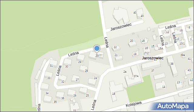 Jaroszowiec, Leśna, 23, mapa Jaroszowiec