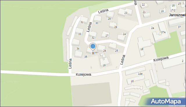 Jaroszowiec, Leśna, 36, mapa Jaroszowiec