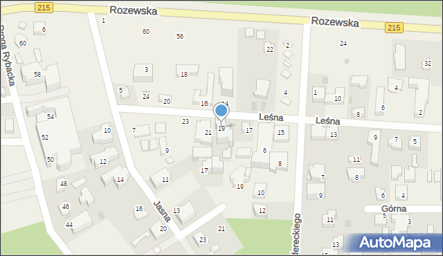 Jastrzębia Góra, Leśna, 19, mapa Jastrzębia Góra