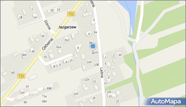 Jazgarzew, Leśna, 10, mapa Jazgarzew