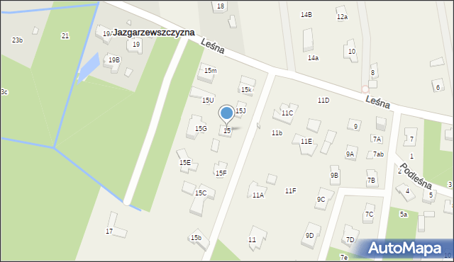 Jazgarzewszczyzna, Leśna, 15, mapa Jazgarzewszczyzna