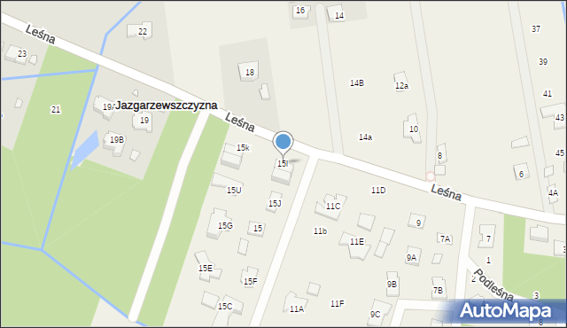Jazgarzewszczyzna, Leśna, 15l, mapa Jazgarzewszczyzna