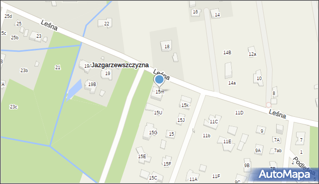 Jazgarzewszczyzna, Leśna, 15m, mapa Jazgarzewszczyzna