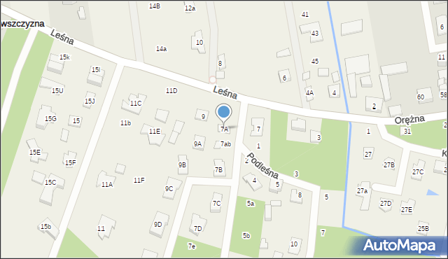 Jazgarzewszczyzna, Leśna, 7A, mapa Jazgarzewszczyzna