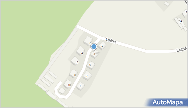 Jedwabno, Leśna, 3, mapa Jedwabno