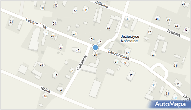 Jezierzyce Kościelne, Leszczyńska, 43, mapa Jezierzyce Kościelne