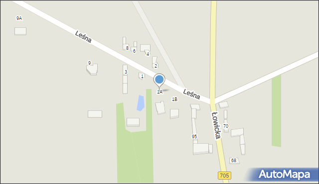 Jeżów, Leśna, 1A, mapa Jeżów