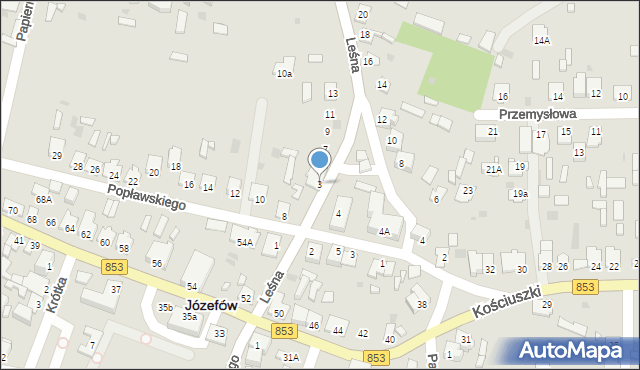 Józefów, Leśna, 3, mapa Józefów