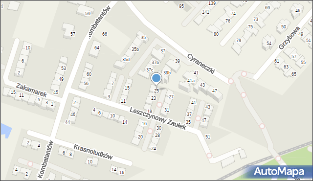 Julianów, Leszczynowy Zaułek, 25, mapa Julianów