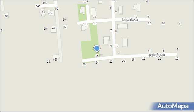 Kalisz, Lechicka, 15, mapa Kalisza