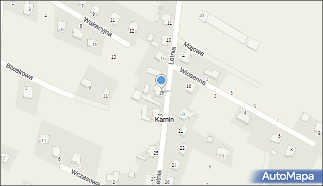 Karnin, Letnia, 18, mapa Karnin