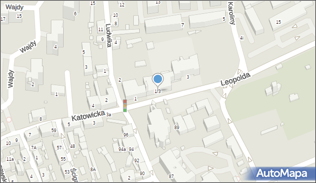 Katowice, Leopolda, 1/3, mapa Katowic