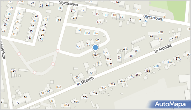 Katowice, le Ronda Henryka, gen., 54A, mapa Katowic