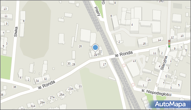 Katowice, le Ronda Henryka, gen., 24, mapa Katowic