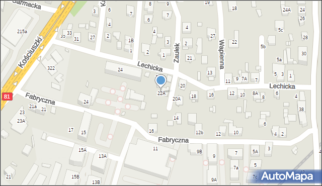 Katowice, Lechicka, 22A, mapa Katowic