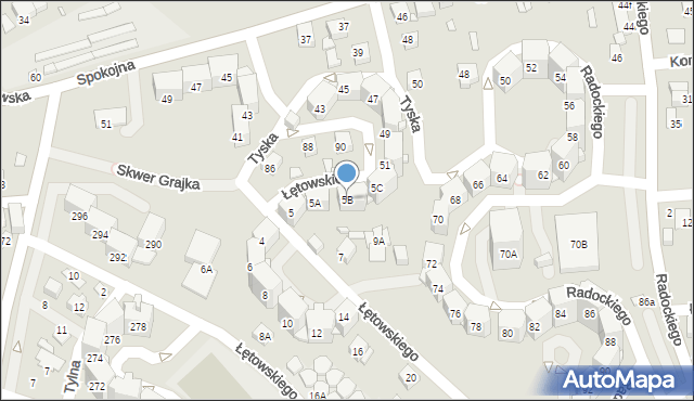 Katowice, Łętowskiego Stanisława, 5B, mapa Katowic