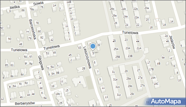 Katowice, Leszczynowa, 3, mapa Katowic