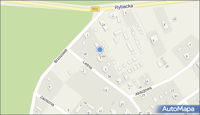 Kąty Rybackie, Leśna, 1, mapa Kąty Rybackie