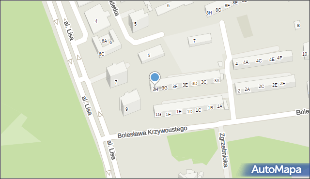 Kędzierzyn-Koźle, Leszka Białego, 3H, mapa Kędzierzyna-Koźle