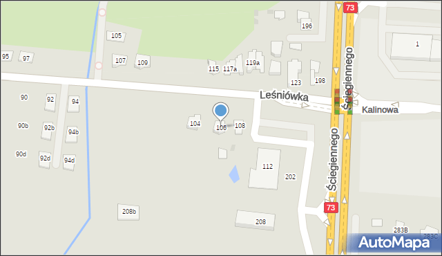 Kielce, Leśniówka, 106, mapa Kielc