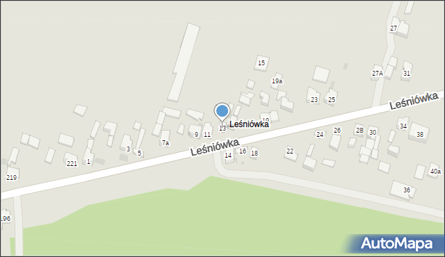 Kielce, Leśniówka, 13, mapa Kielc