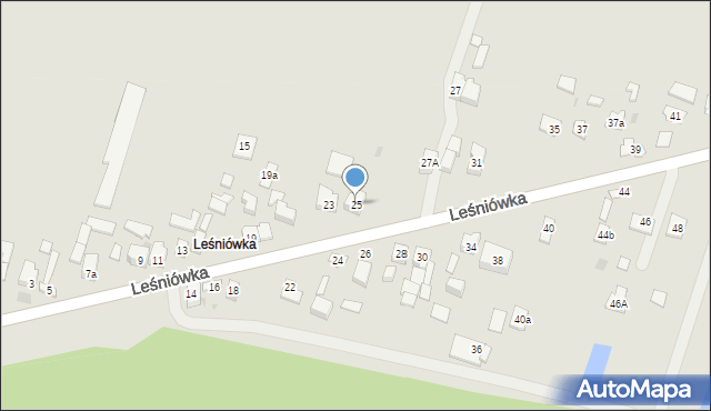 Kielce, Leśniówka, 25, mapa Kielc