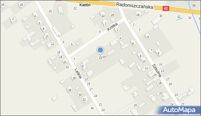 Kietlin, Leśna, 11, mapa Kietlin