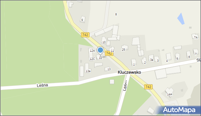 Kluczewsko, Leśna, 12, mapa Kluczewsko