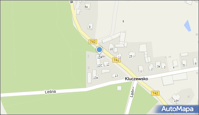 Kluczewsko, Leśna, 12A, mapa Kluczewsko