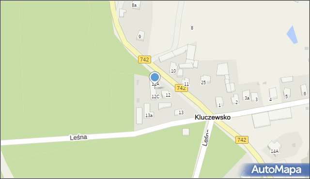 Kluczewsko, Leśna, 12b, mapa Kluczewsko