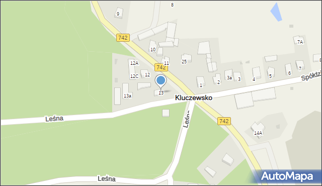 Kluczewsko, Leśna, 13, mapa Kluczewsko