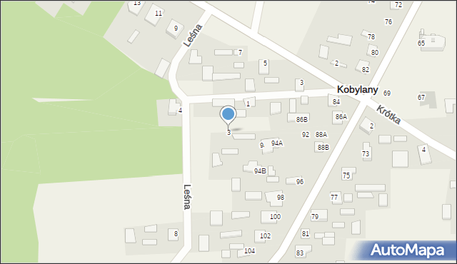 Kobylany, Leśna, 3, mapa Kobylany