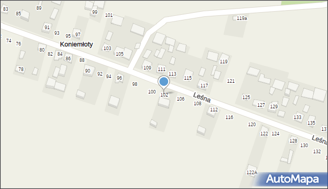 Koniemłoty, Leśna, 102, mapa Koniemłoty