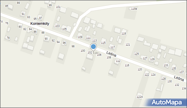 Koniemłoty, Leśna, 104, mapa Koniemłoty