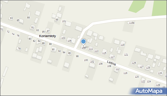 Koniemłoty, Leśna, 109, mapa Koniemłoty