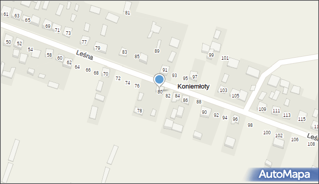 Koniemłoty, Leśna, 80, mapa Koniemłoty