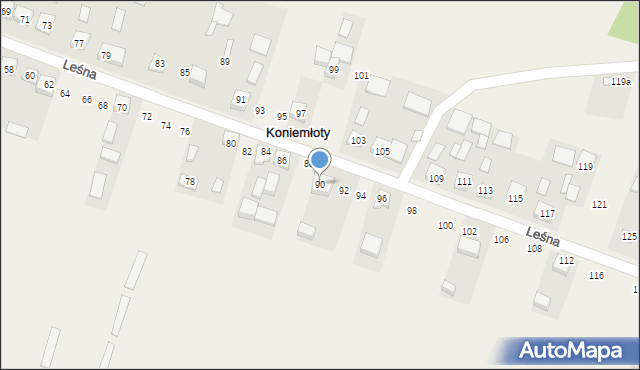 Koniemłoty, Leśna, 90, mapa Koniemłoty