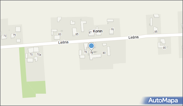 Konin, Leśna, 78, mapa Konina