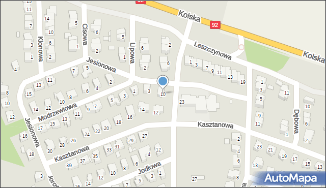 Konin, Leszczynowa, 10, mapa Konina