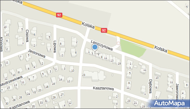 Konin, Leszczynowa, 5, mapa Konina