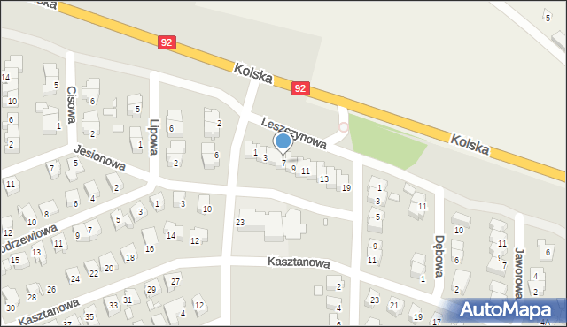 Konin, Leszczynowa, 7, mapa Konina