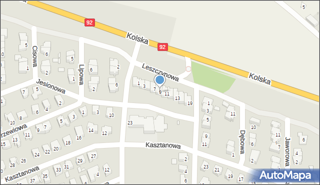 Konin, Leszczynowa, 9, mapa Konina